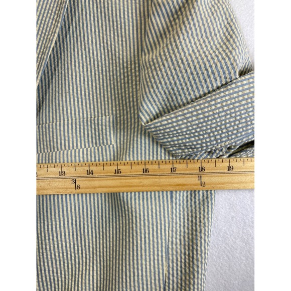 Bobby Jones Collection Men Seersucker Blazer Jacket Golf Blue Beige Size S - Picture 9 of 15